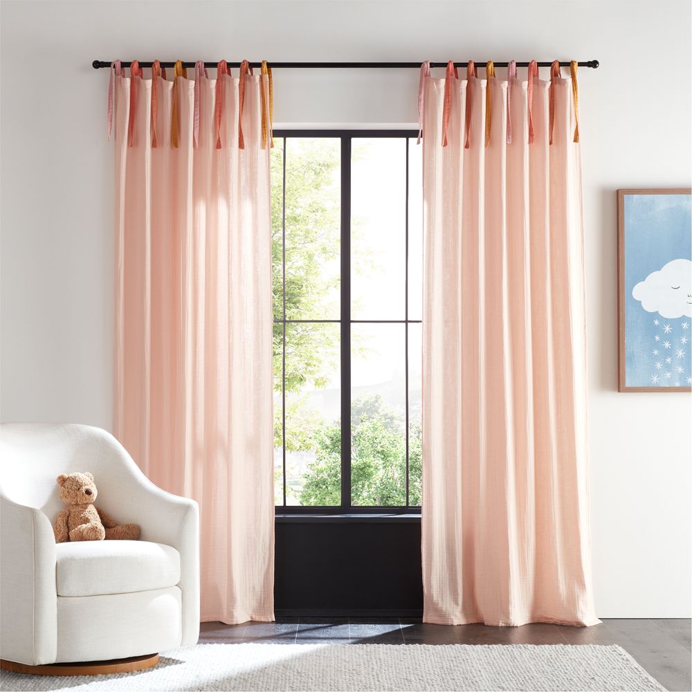 Pink Tie Organic Cotton Muslin Curtain Panel