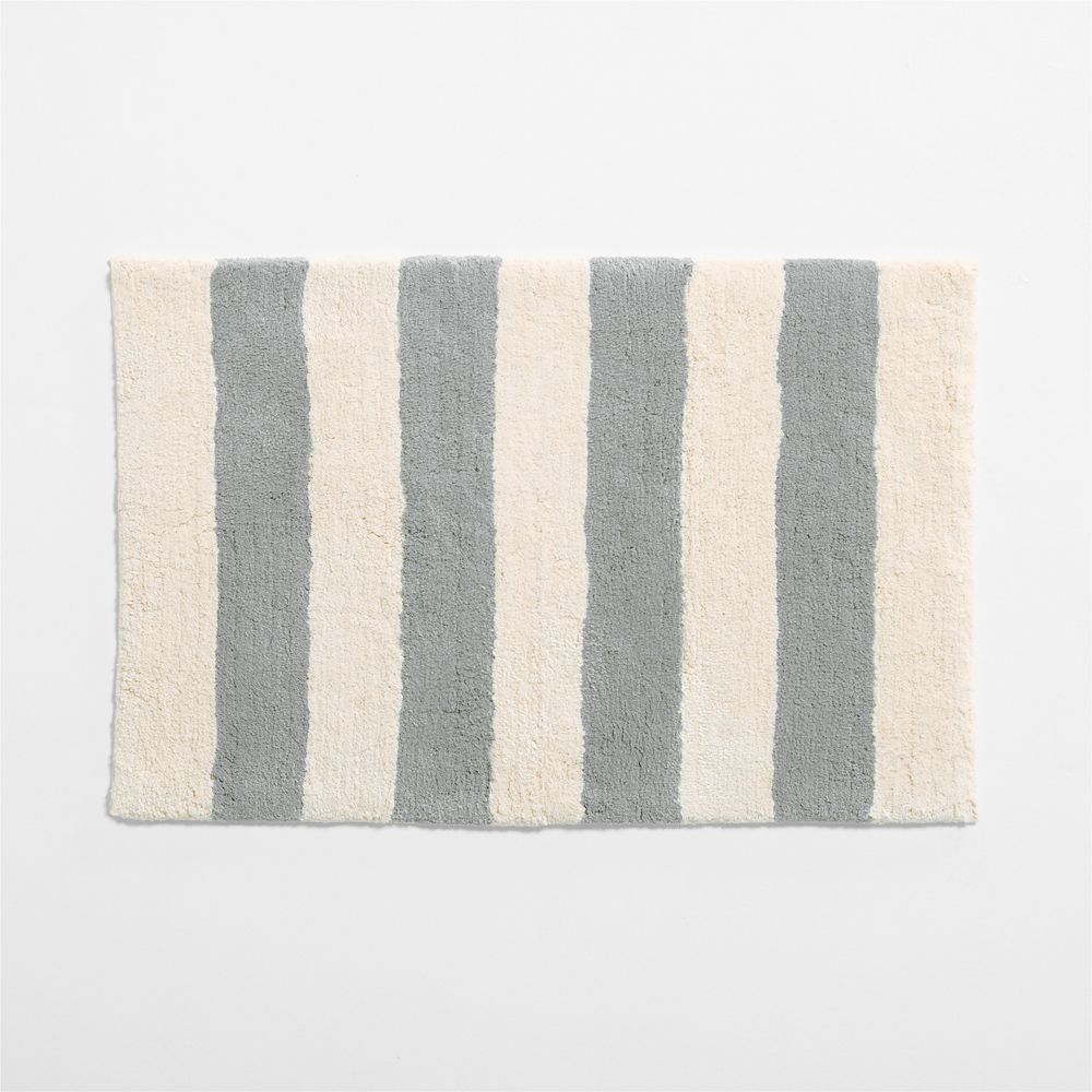 Turkish Organic Cotton Breton Stripe Mist Blue Kids Bath Mat