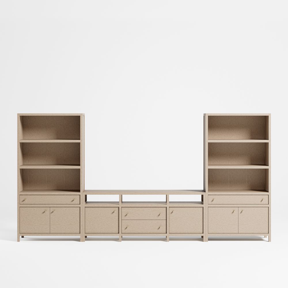 Keane Weathered Natural Wood Storage Media Console Set (152"-166")