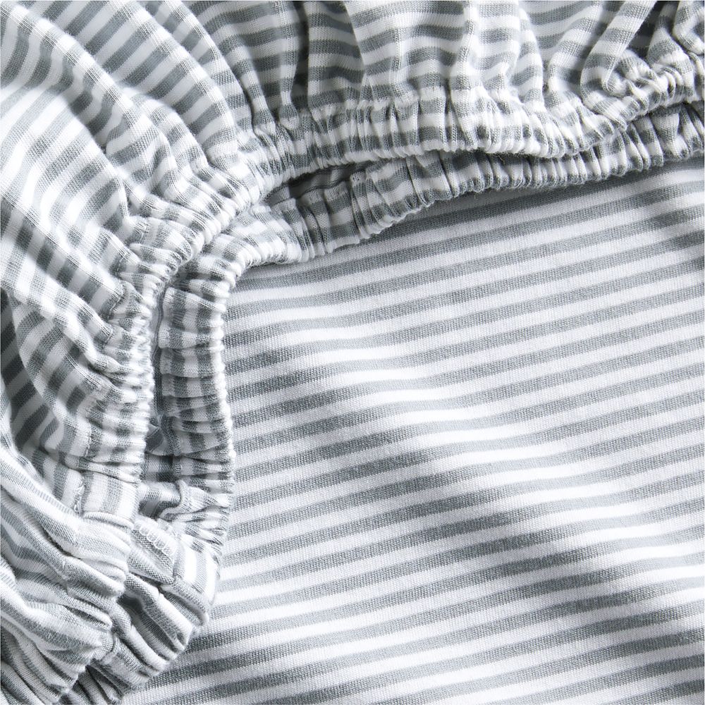 Comfy Tee Whisper Stripe Blue 100% Organic Cotton Jersey Baby Crib Fitted Sheet