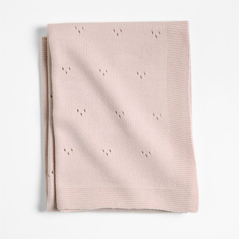 Pointelle Knit Mauve Rose Organic Cotton Baby Stroller Blanket