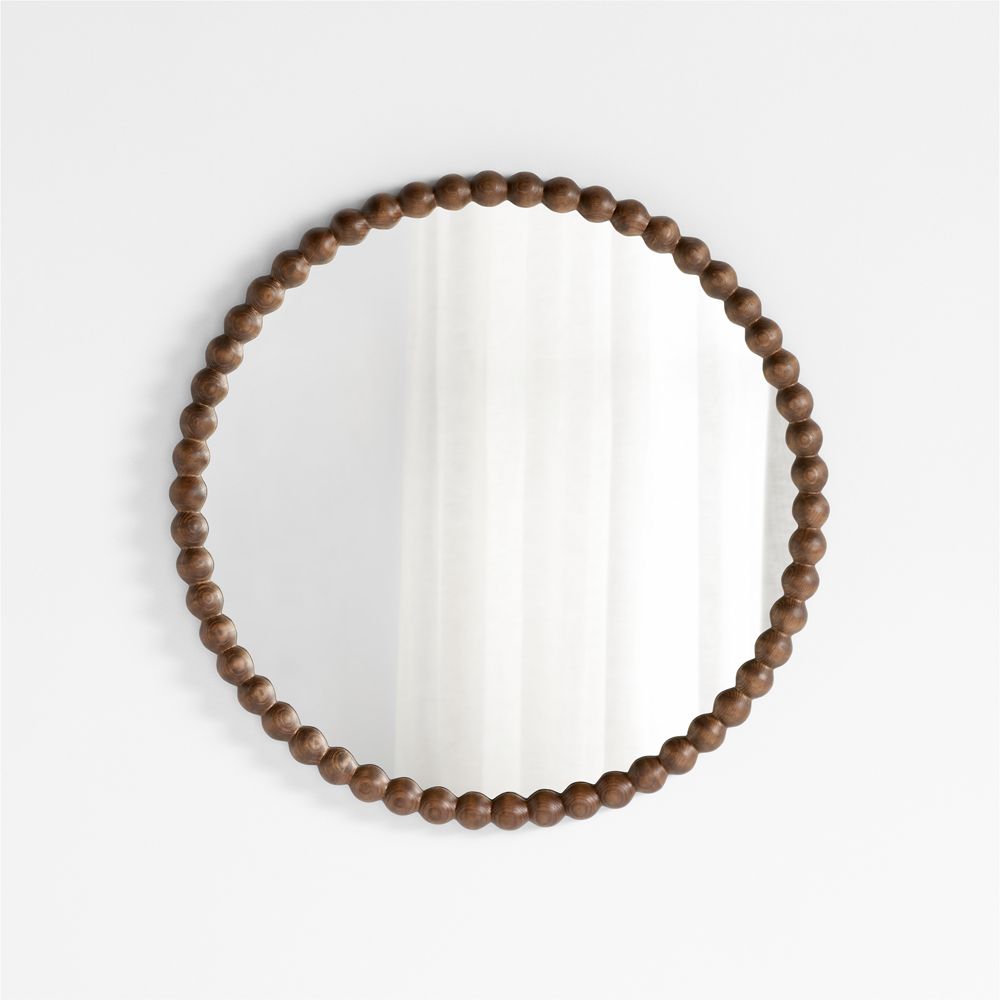 Jenny Lind Deep Brown Wood 30" Round Kids Wall Mirror