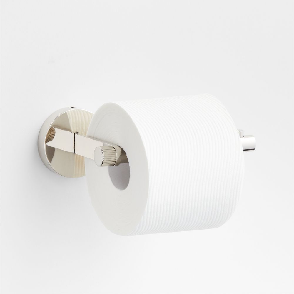 Modern Fluted Polished Chrome Wall-Mounted Toilet Paper Holder