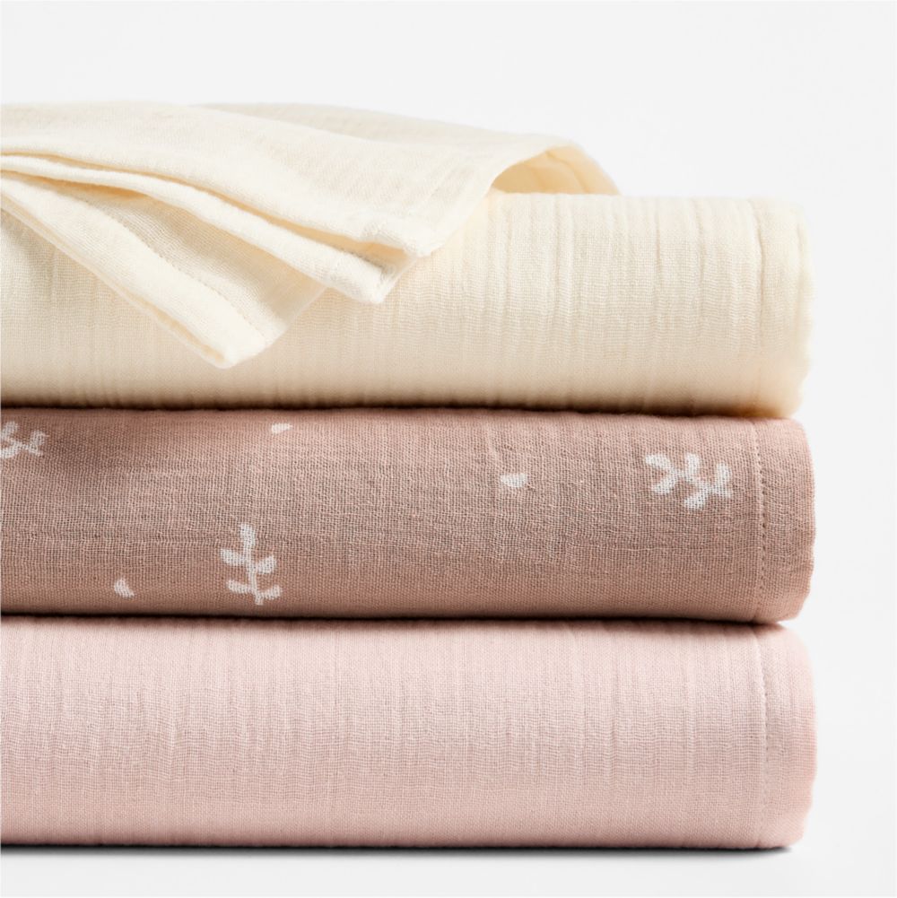 Supersoft Classic Rose Leaf Organic Cotton Gauze Lullaby Baby Swaddles, Set of 3