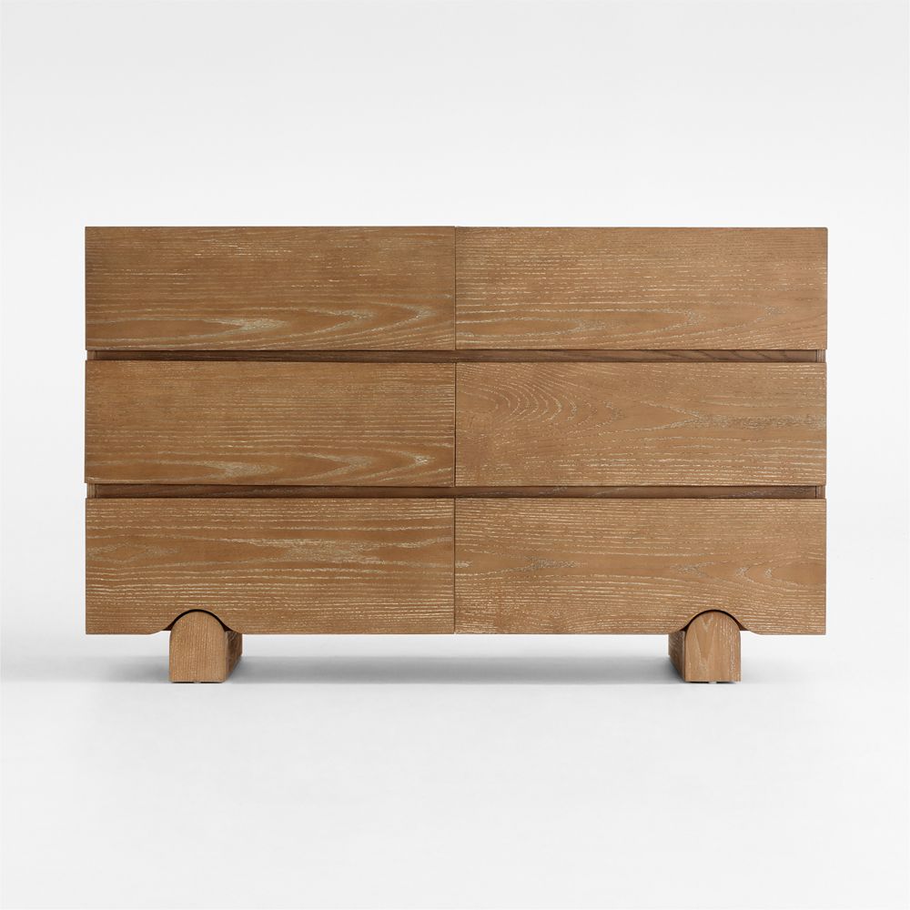Ellis 52" Hazelnut Brown Wood Wide 6-Drawer Kids Dresser