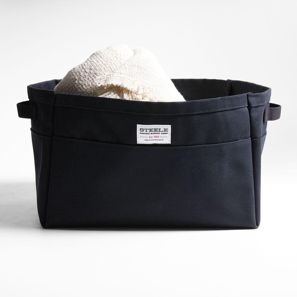 Steele Large Black Canvas Storage and Laundry Basket
