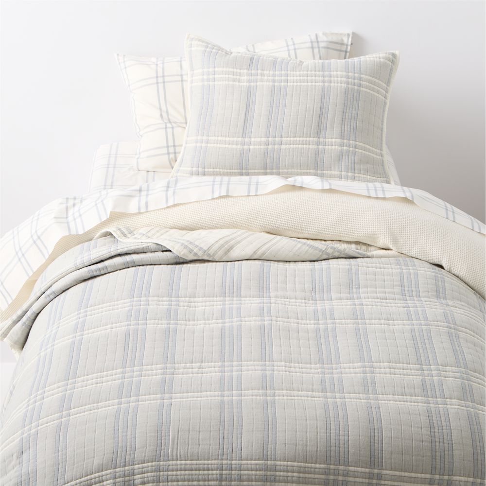 Stax Matelasse Mist Blue Organic Cotton Yarn-Dyed Kids Quilt