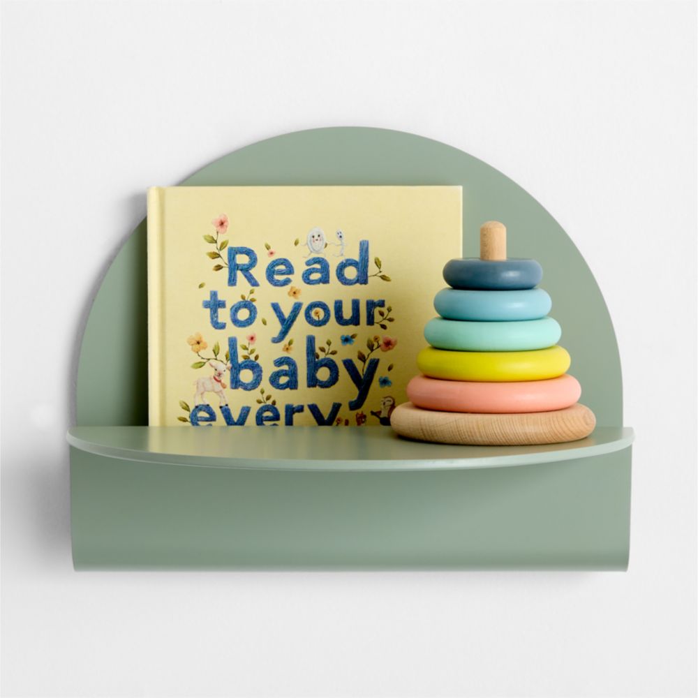 Outline Sage Green Round Metal Kids Wall Shelf