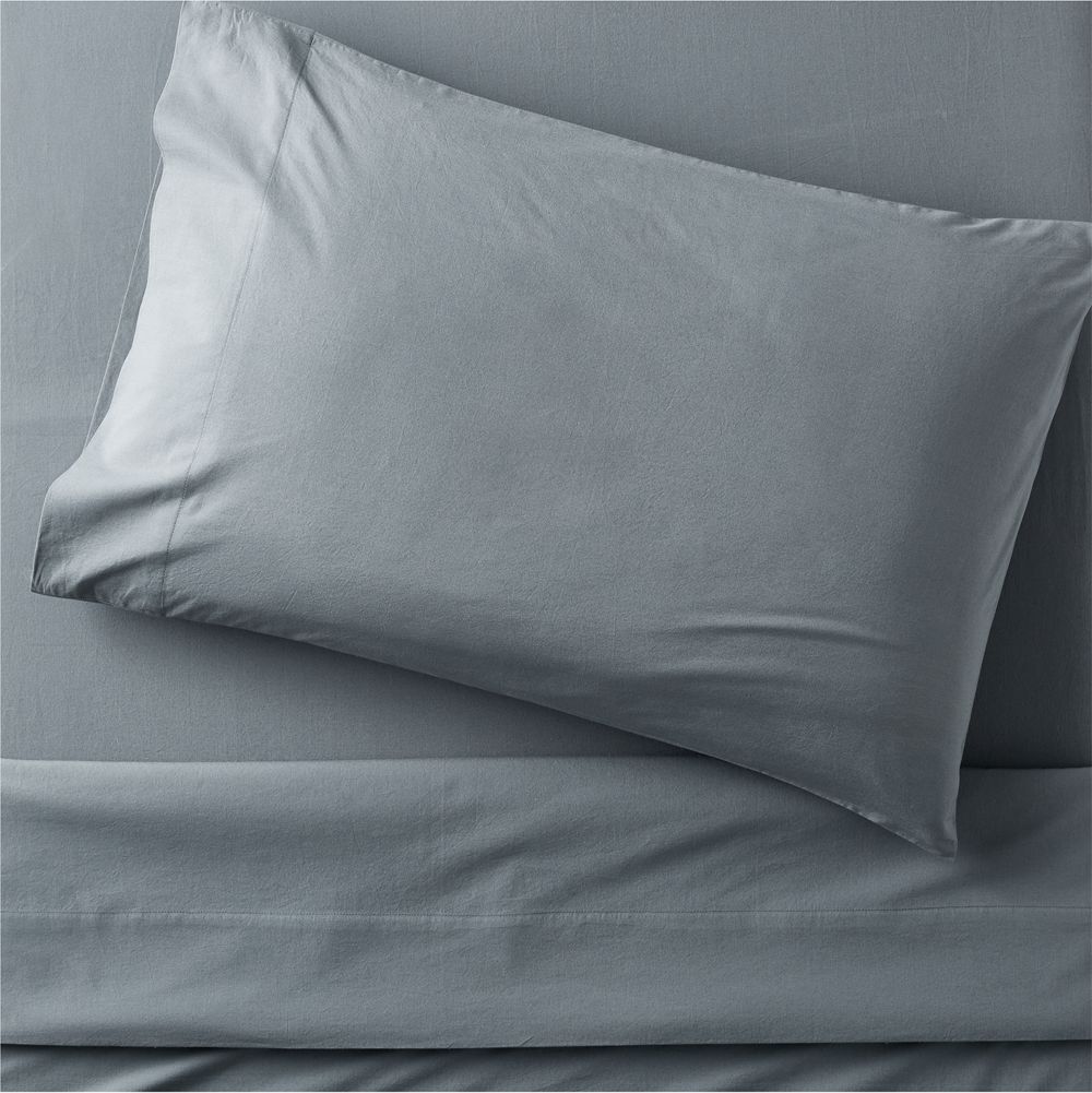 Cozy Cloud Slate Blue Washed Organic Cotton Kids Sheet Set