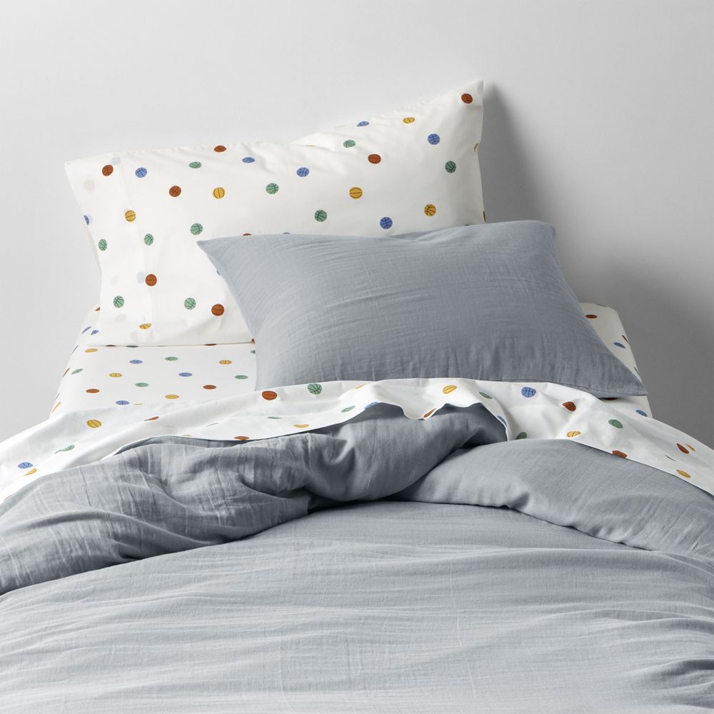 Supersoft Mist Blue Organic Cotton Gauze Kids Duvet Cover