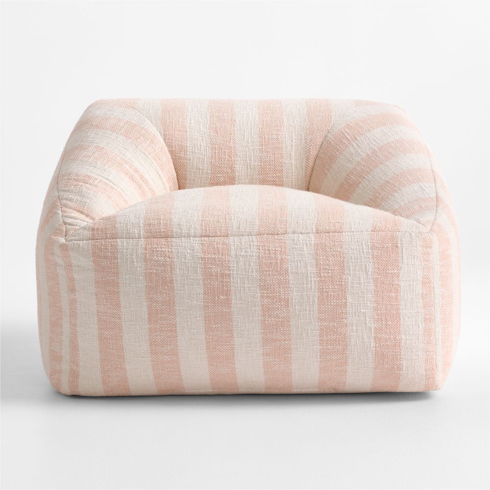 Charlie Elegant Pink Striped Organic Cotton Kids Lounge Chair