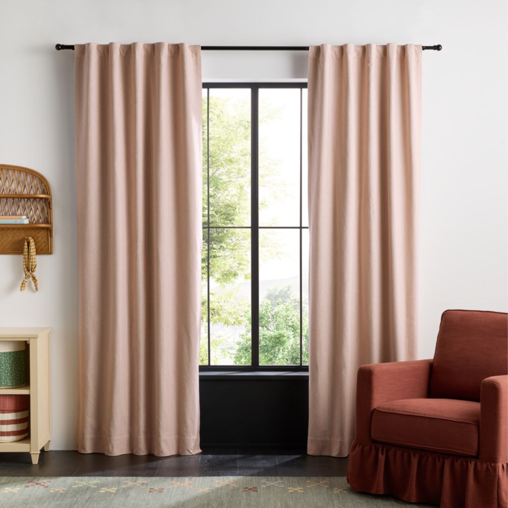 French Ticking Stripe Organic Cotton Blackout Curtain Panel by Sharland England