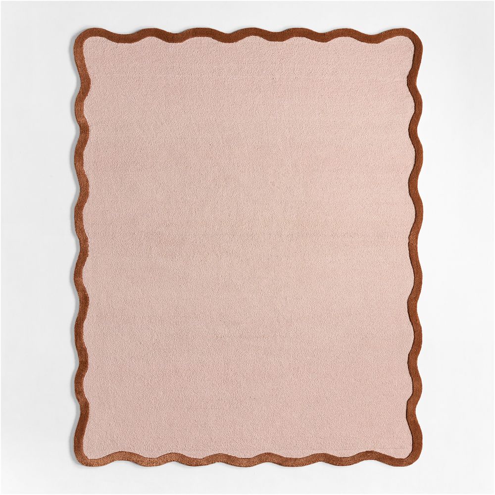 Wavy Border Pink Tint Kids Performance Area Rug
