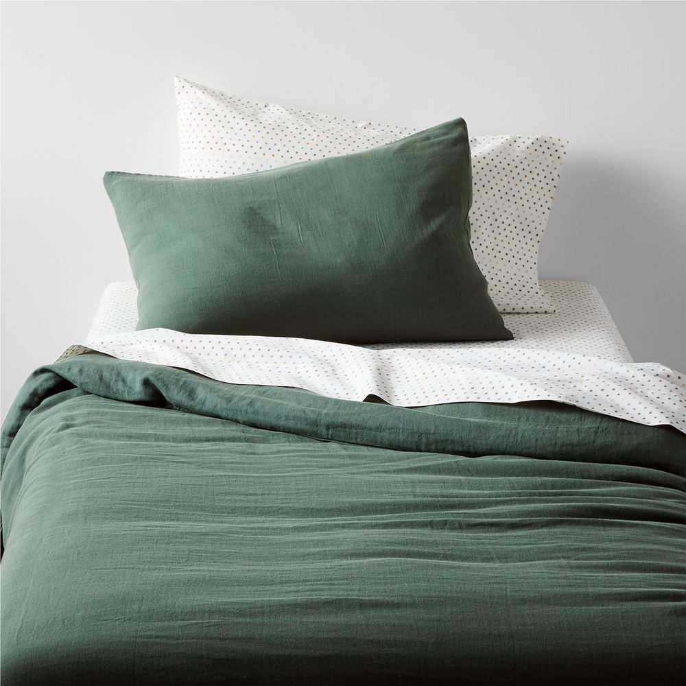Supersoft Pine Green Organic Cotton Gauze Kids Duvet Cover