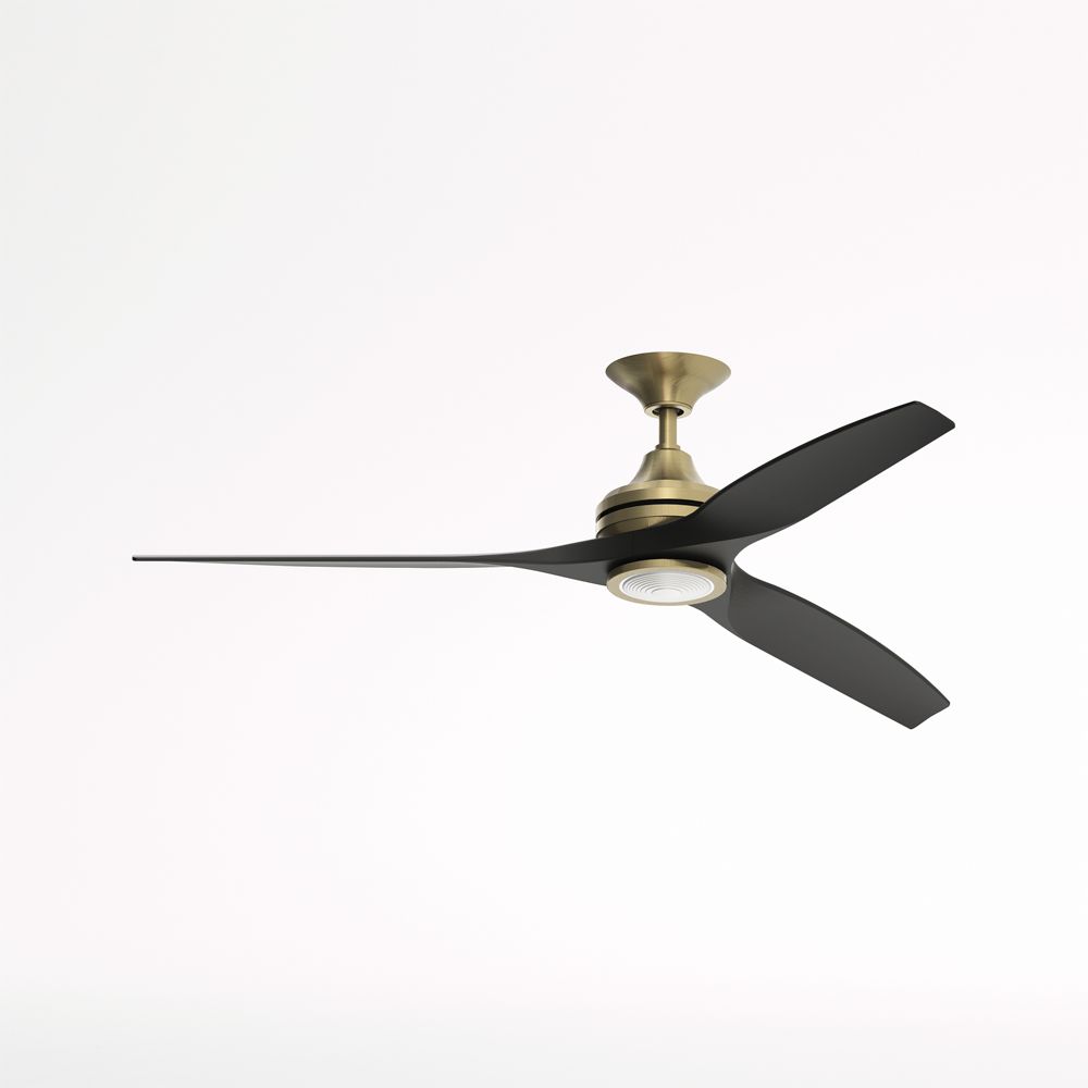 Fanimation Spitfire 60" Brushed Brass/Black Indoor/Outdoor Ceiling Fan with LED Light