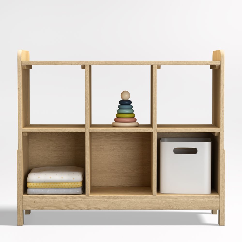 Rue 40" Natural Wood 6-Cube Low Bookcase
