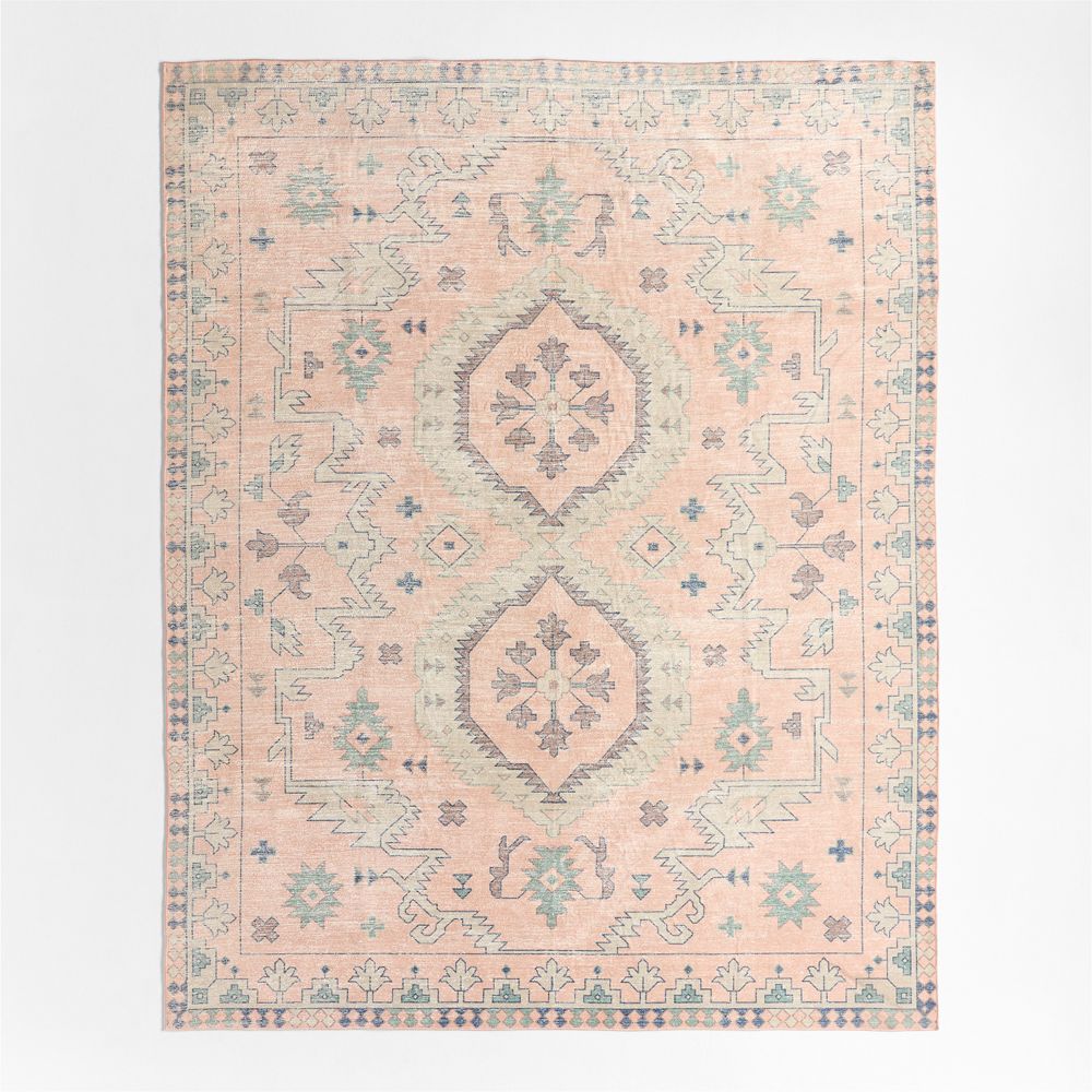 Ember Pink Floral Washable Area Rug