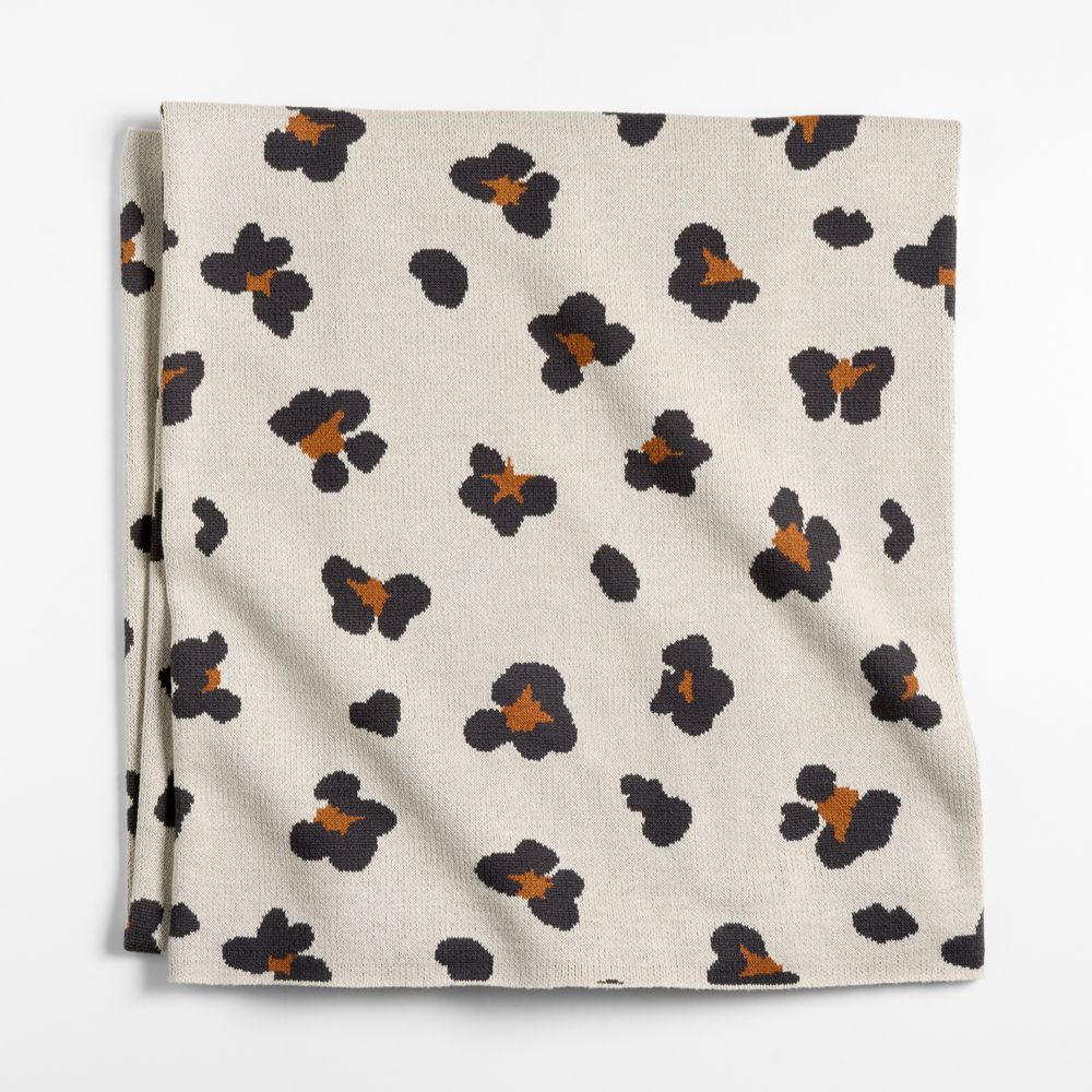 Converse Intarsia Knit Leopard Floral Organic Cotton Kids Throw Blanket