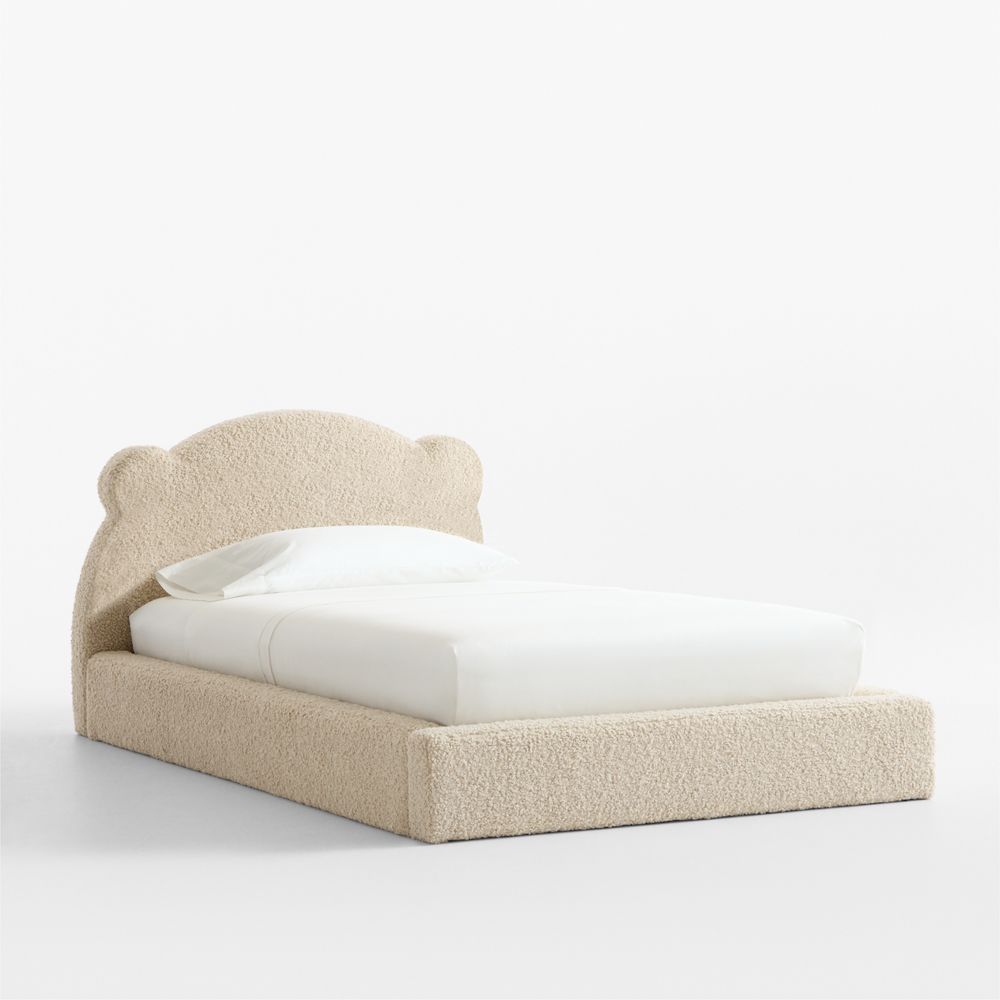 Little Bear Beige Sherpa Kids Twin Bed