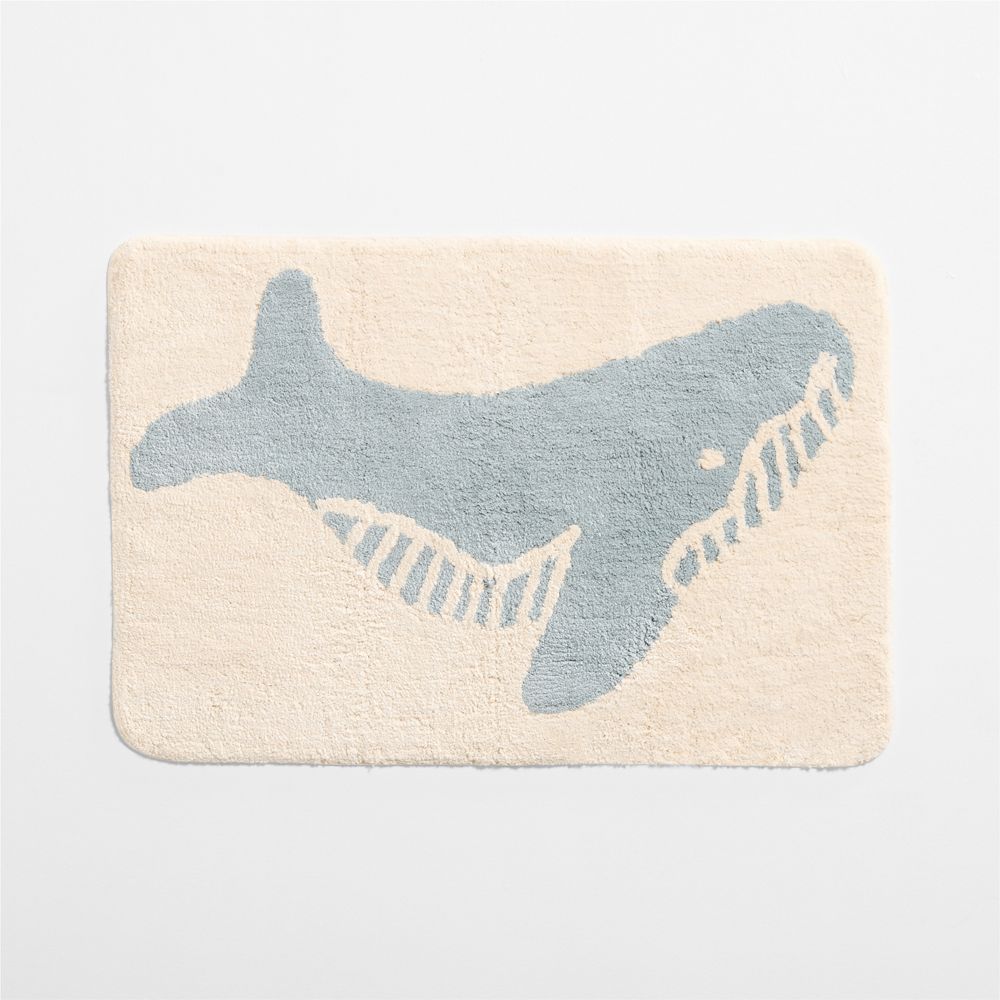 Whale Quarry Blue Organic Cotton Kids Bath Mat