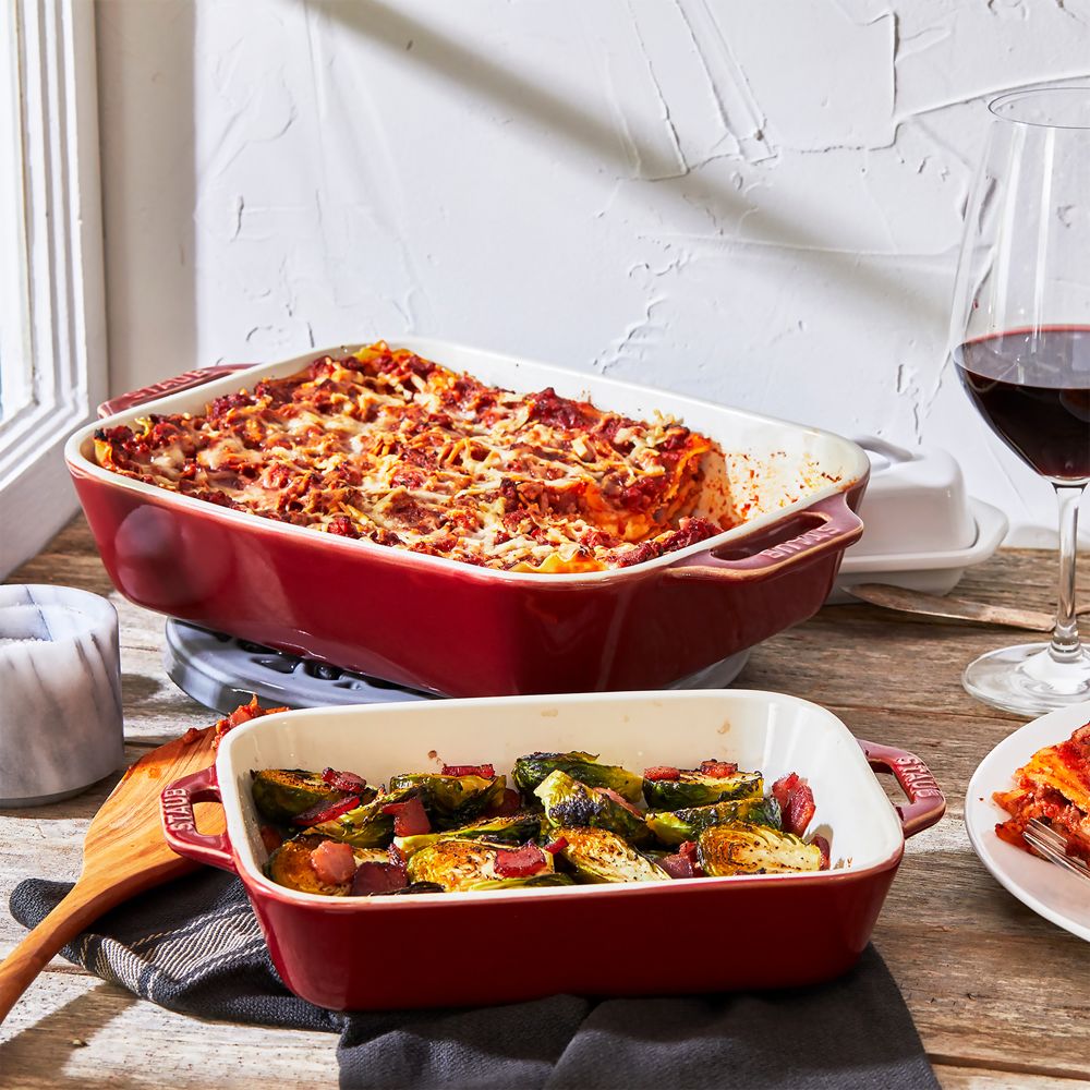 Alternative view of Staub Rustic Red 2-Piece Rectangular Baker Set