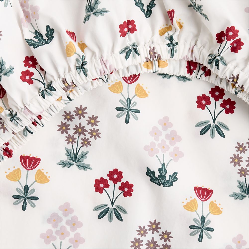 Stay Cool Nordic Bloom 100% Organic Cotton Baby Crib Fitted Sheet