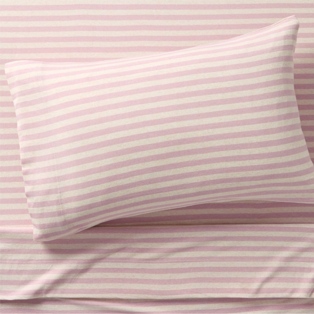 Comfy Tee Wildflower Purple Stripe Organic Jersey Kids Sheet Set