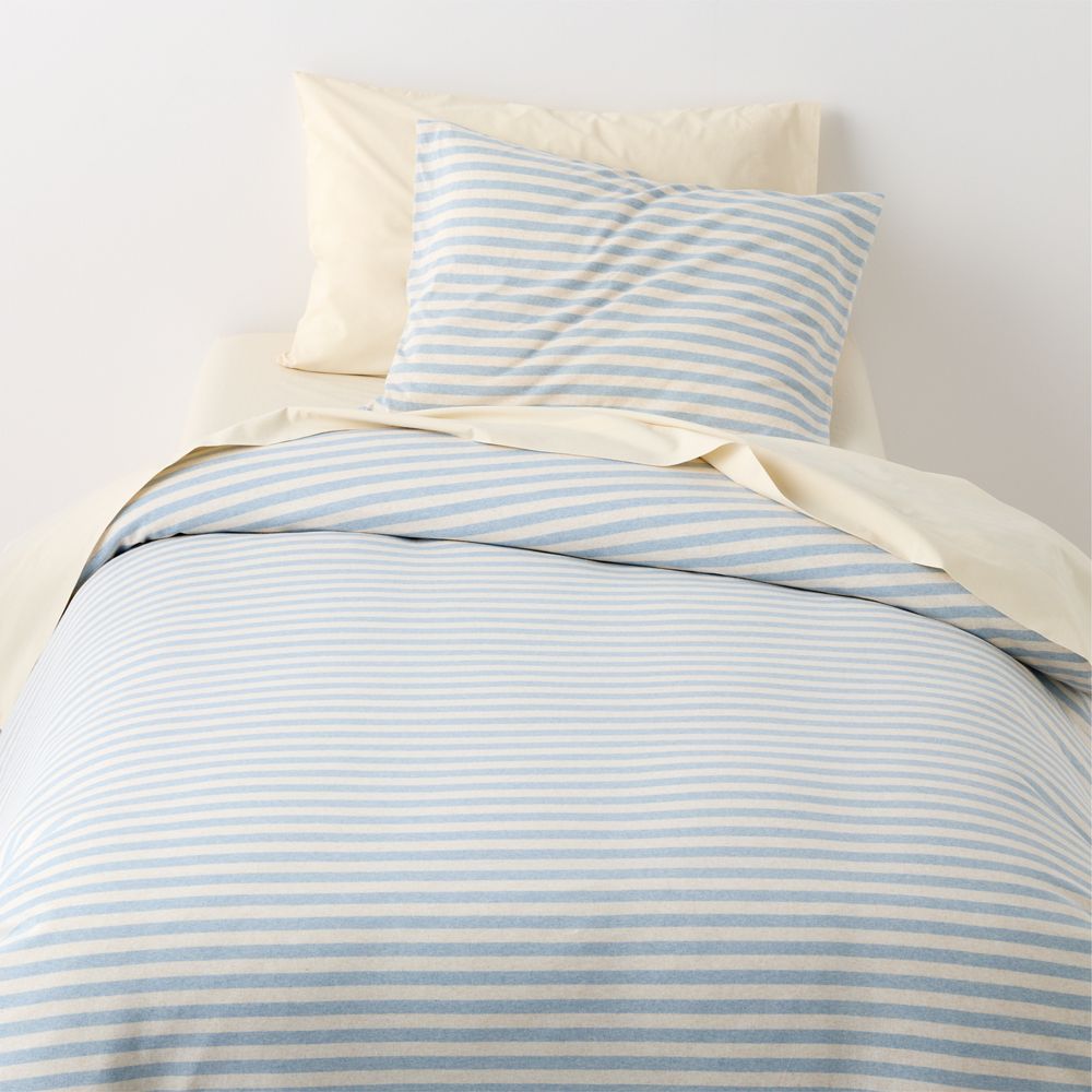 Comfy Tee Sky Blue Stripe Organic Cotton Jersey Kids Duvet Cover