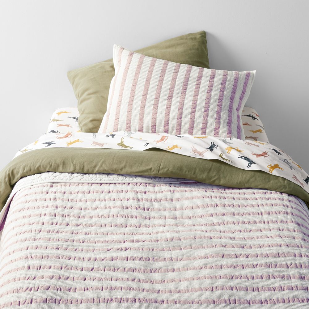 Violet Rose Striped Waffle Weave Organic Cotton Kids Quilt