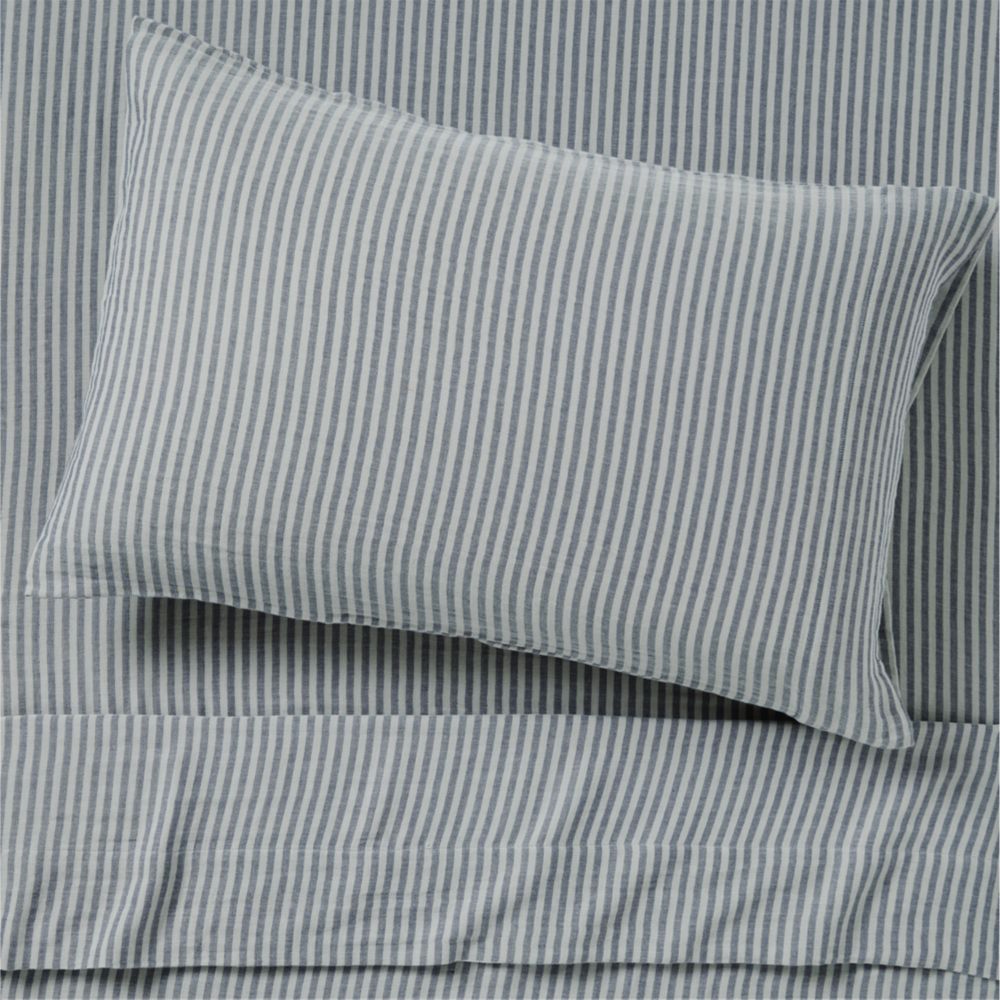 Supersoft Deep Indigo Striped Organic Cotton Gauze Kids Sheet Set