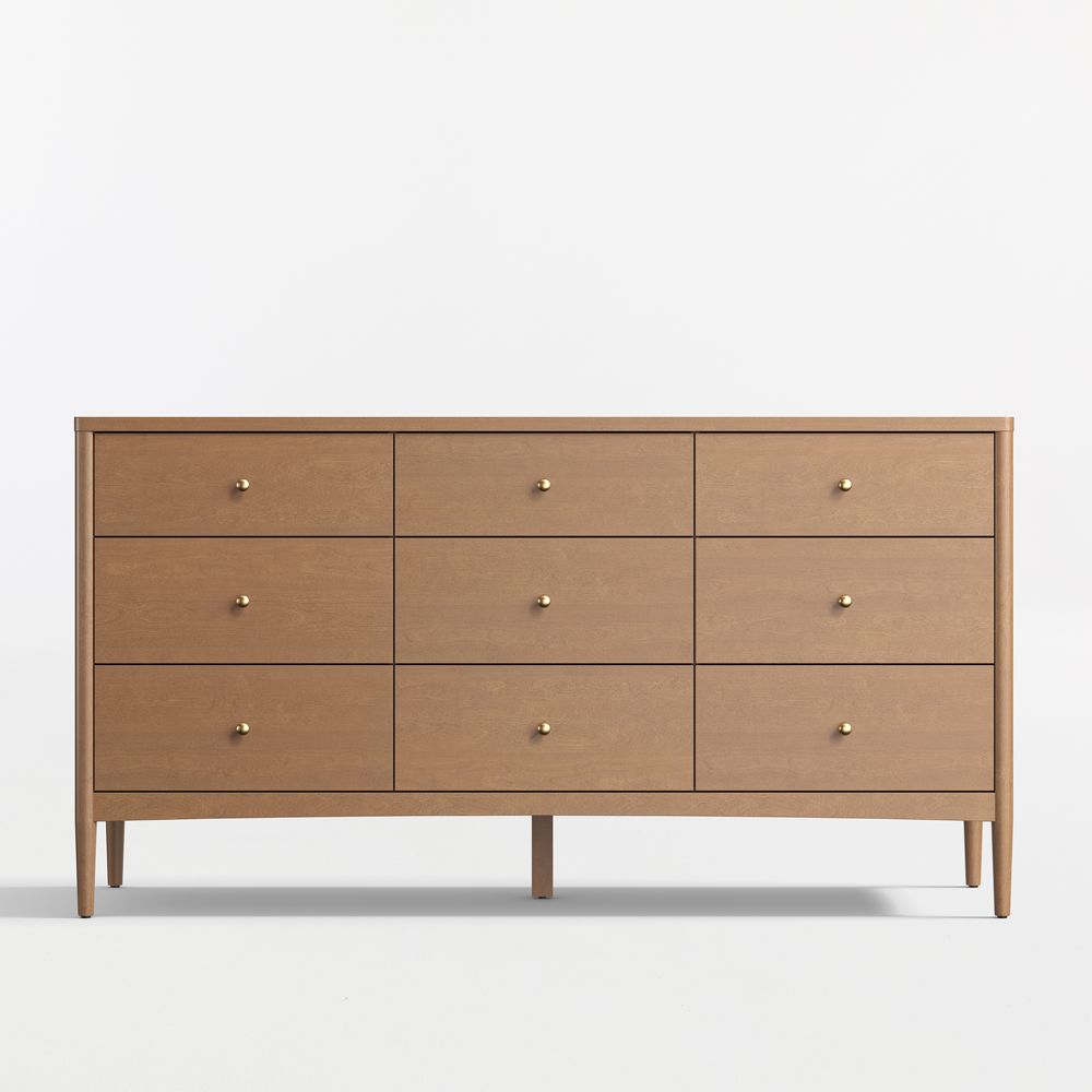 Hampshire 64" Natural Brown Wood Extra Wide 9-Drawer Kids Dresser