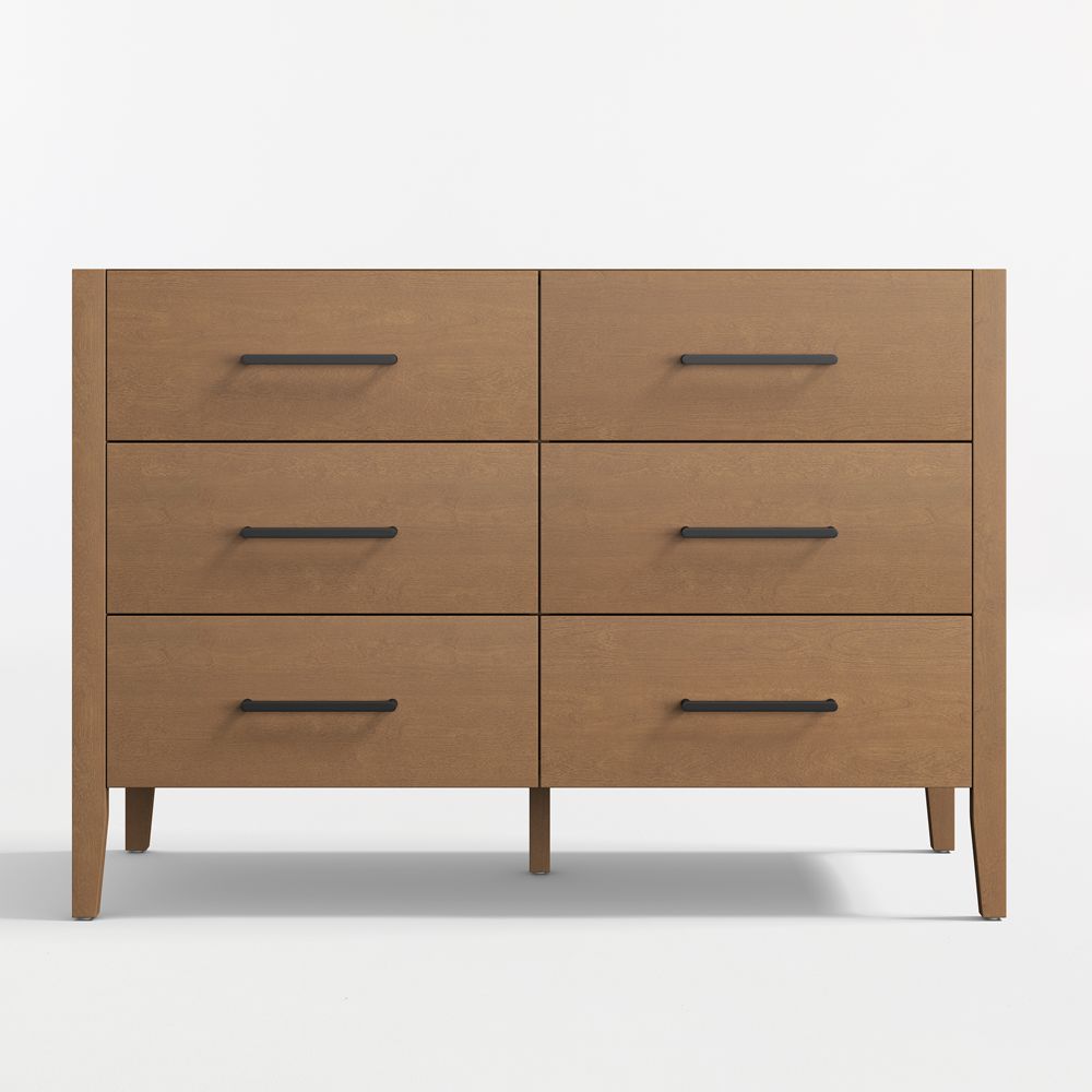 Ever Simple 48" Flax Brown Wood 6-Drawer Kids Dresser