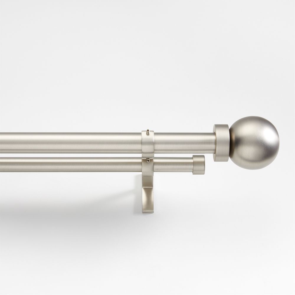 1" Double Curtain Rod and End Cap Finials Set