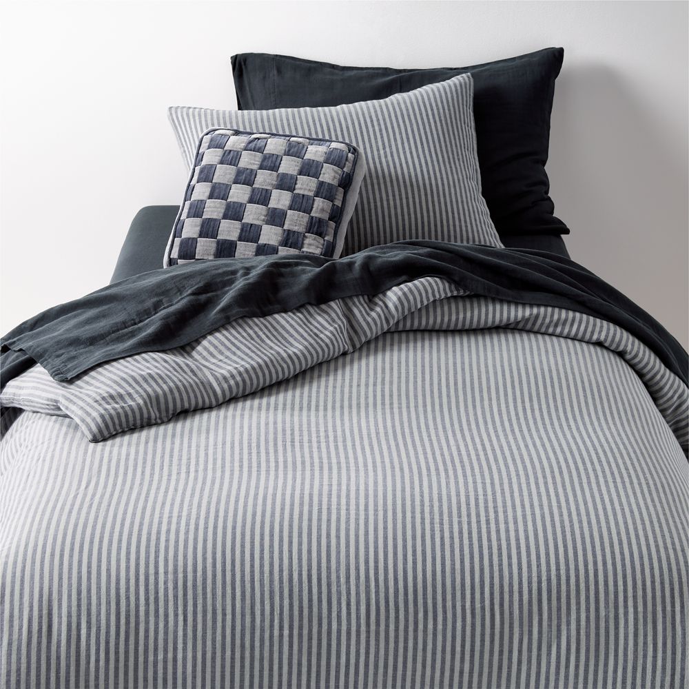 Supersoft Deep Indigo Striped Organic Cotton Gauze Kids Duvet