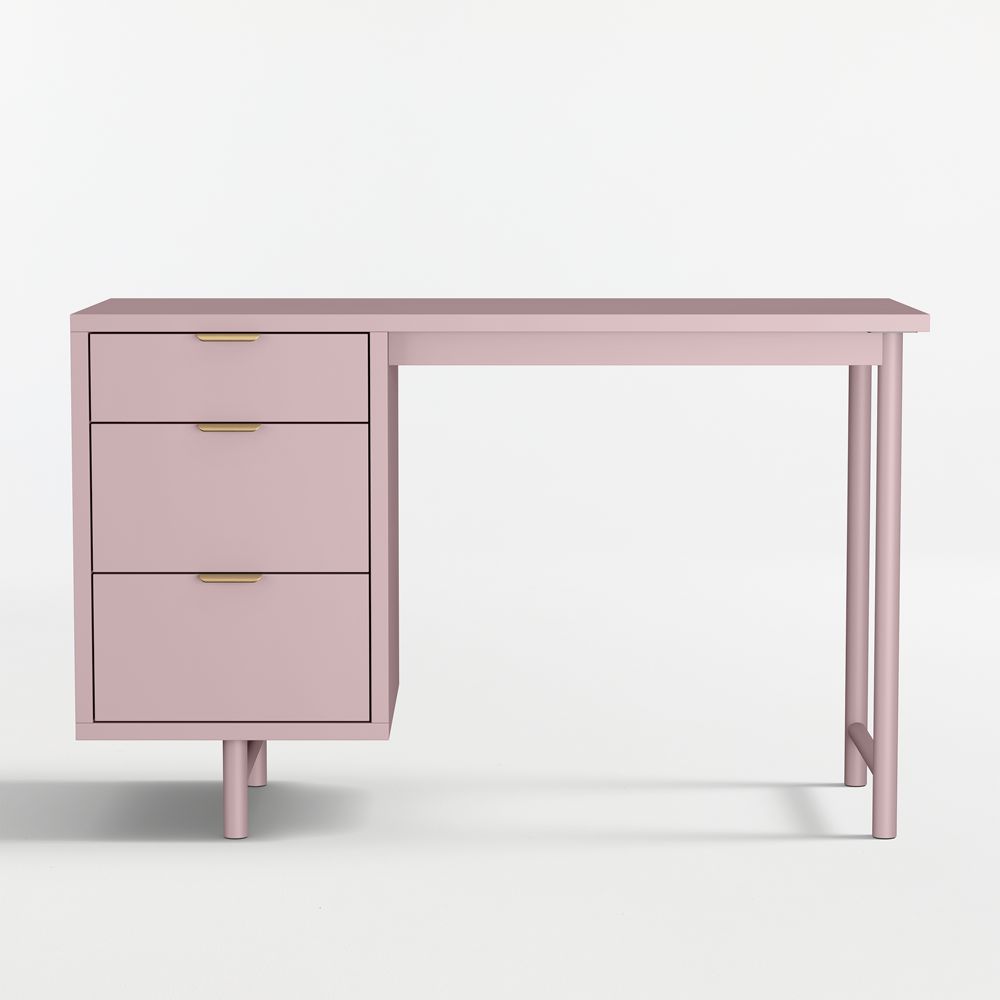 Classic 48" Lilac Rose Wood 3-Drawer Kids Desk