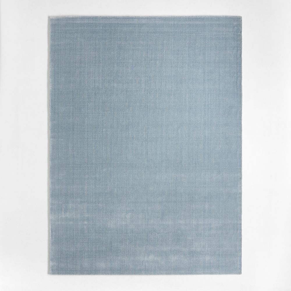 Solid Double Stripe Light Blue Kids Performance Area Rug