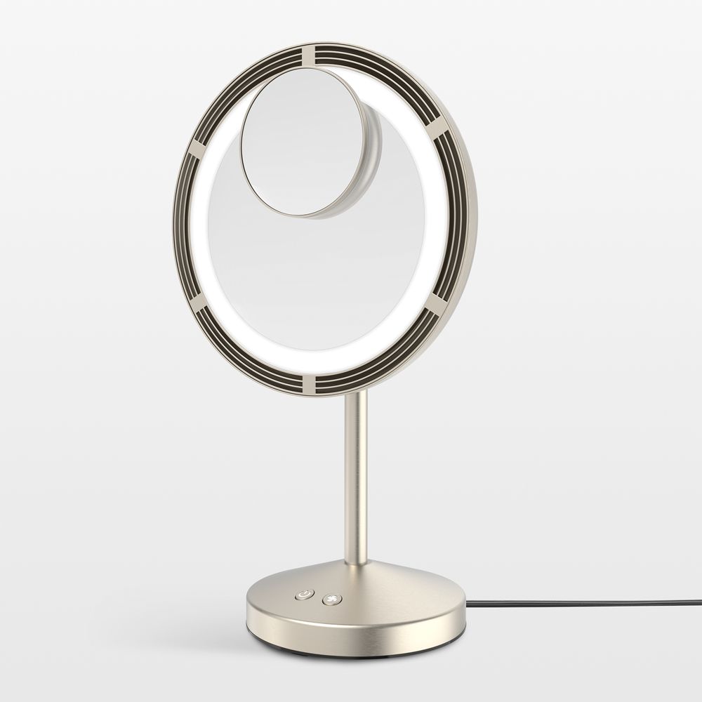 Conair Brushed Satin Nickel Lighted Fan Tabletop Mirror