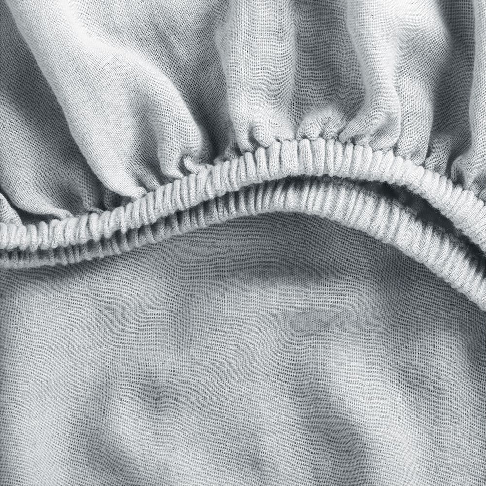 Supersoft Mist Blue 100% Organic Cotton Gauze Baby Crib Fitted Sheet