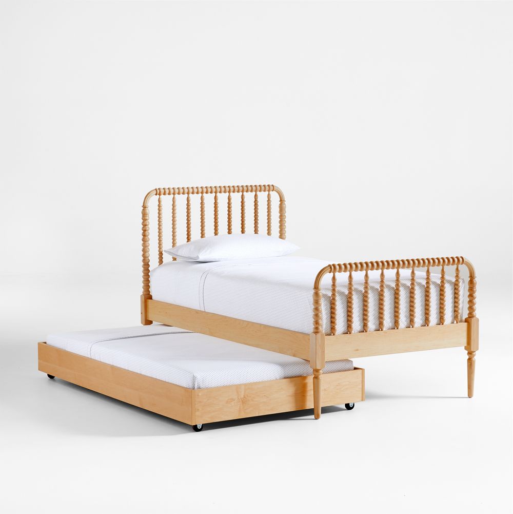 Jenny Lind Maple Wood Spindle Kids Bed with Trundle