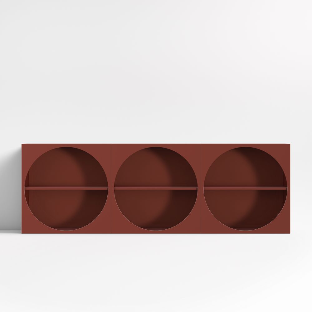 Twiggy 90" Modular Glossy Deep Red Kids Open Bookcases, Set of 3