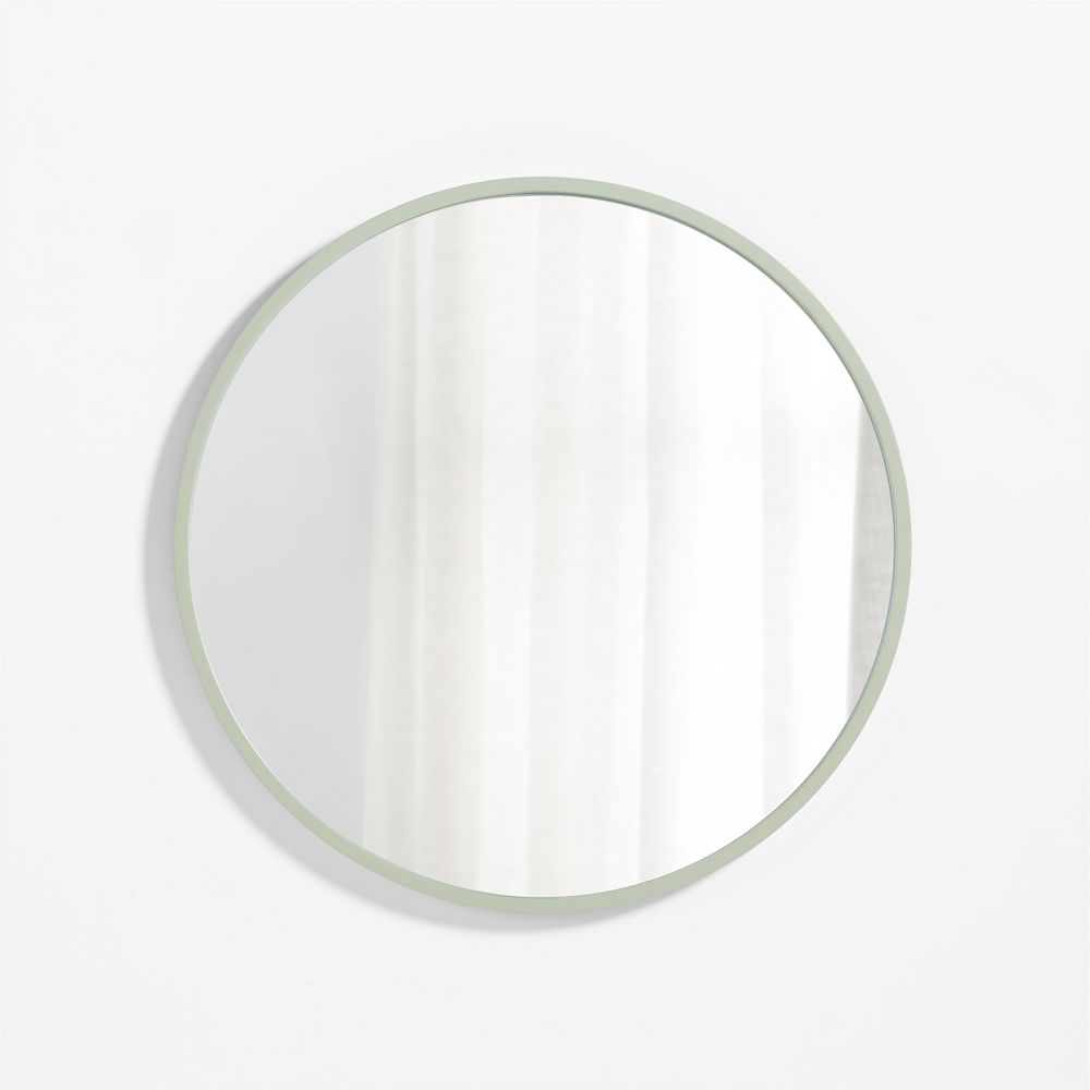Finn Sage Green Wood 31" Round Wall Mirror