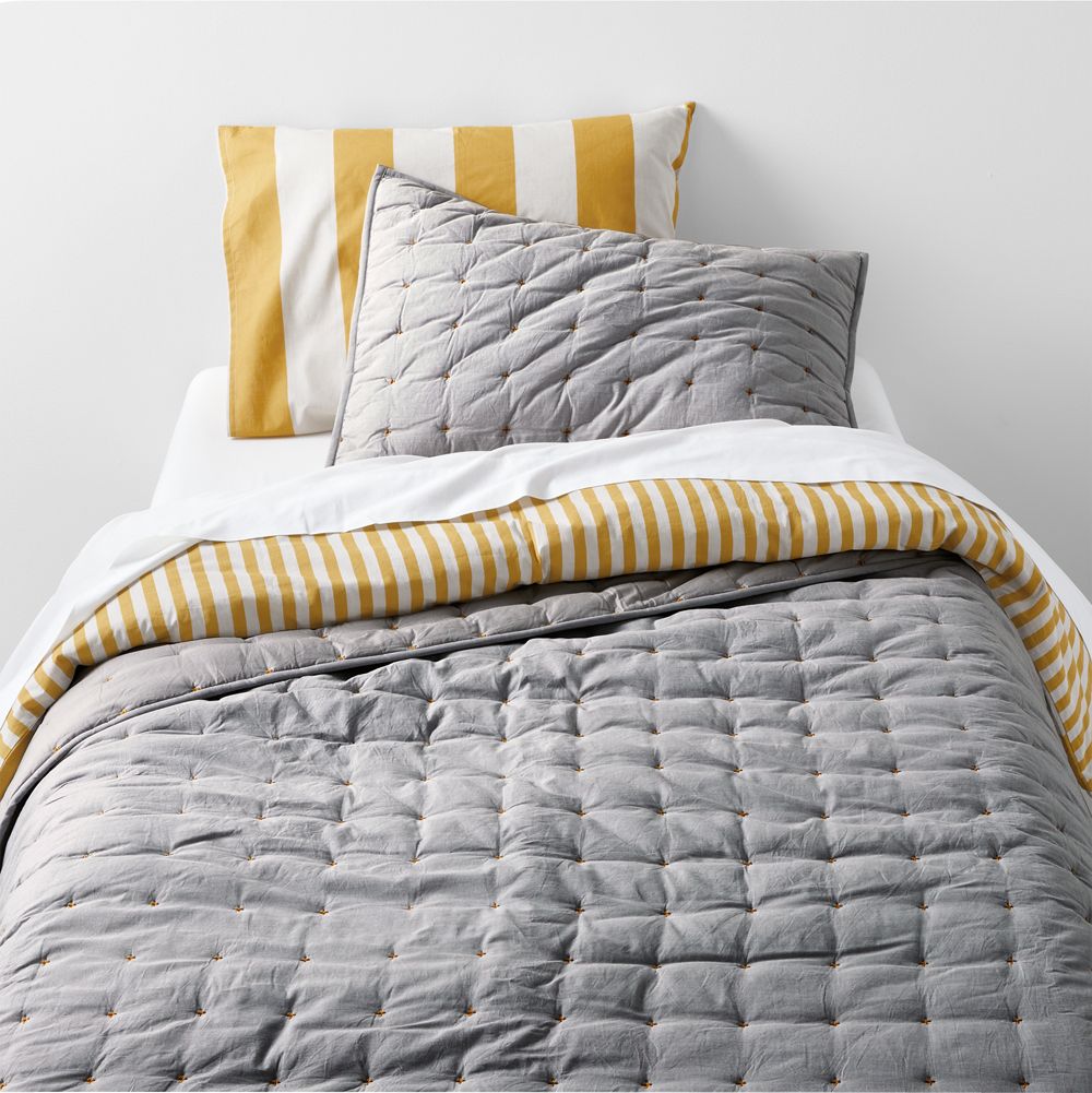 Classic Chambray Pewter Grey Organic Cotton Kids Quilt