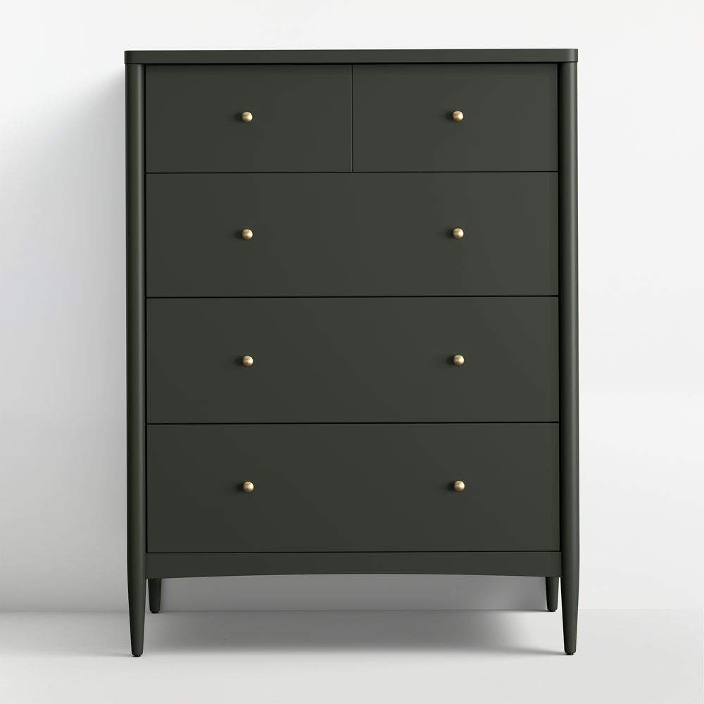 Hampshire 36" Olive Green Wood Tall 5-Drawer Kids Dresser