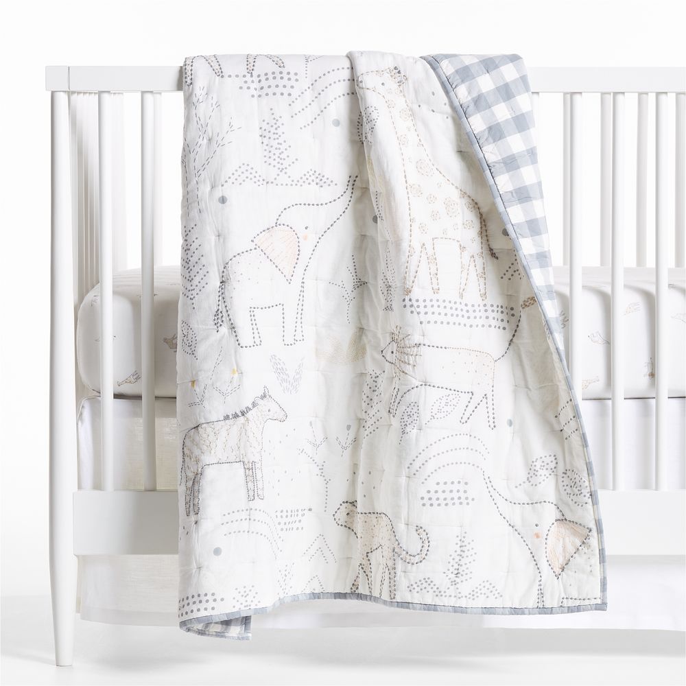 Safari Friends 100% Organic Cotton Baby Crib Quilt