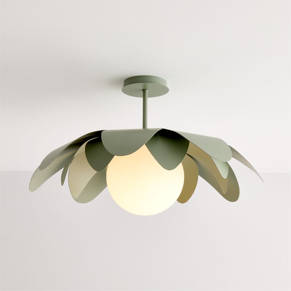 Palm Sage Green 24" Semi-Flush Mount Ceiling Light