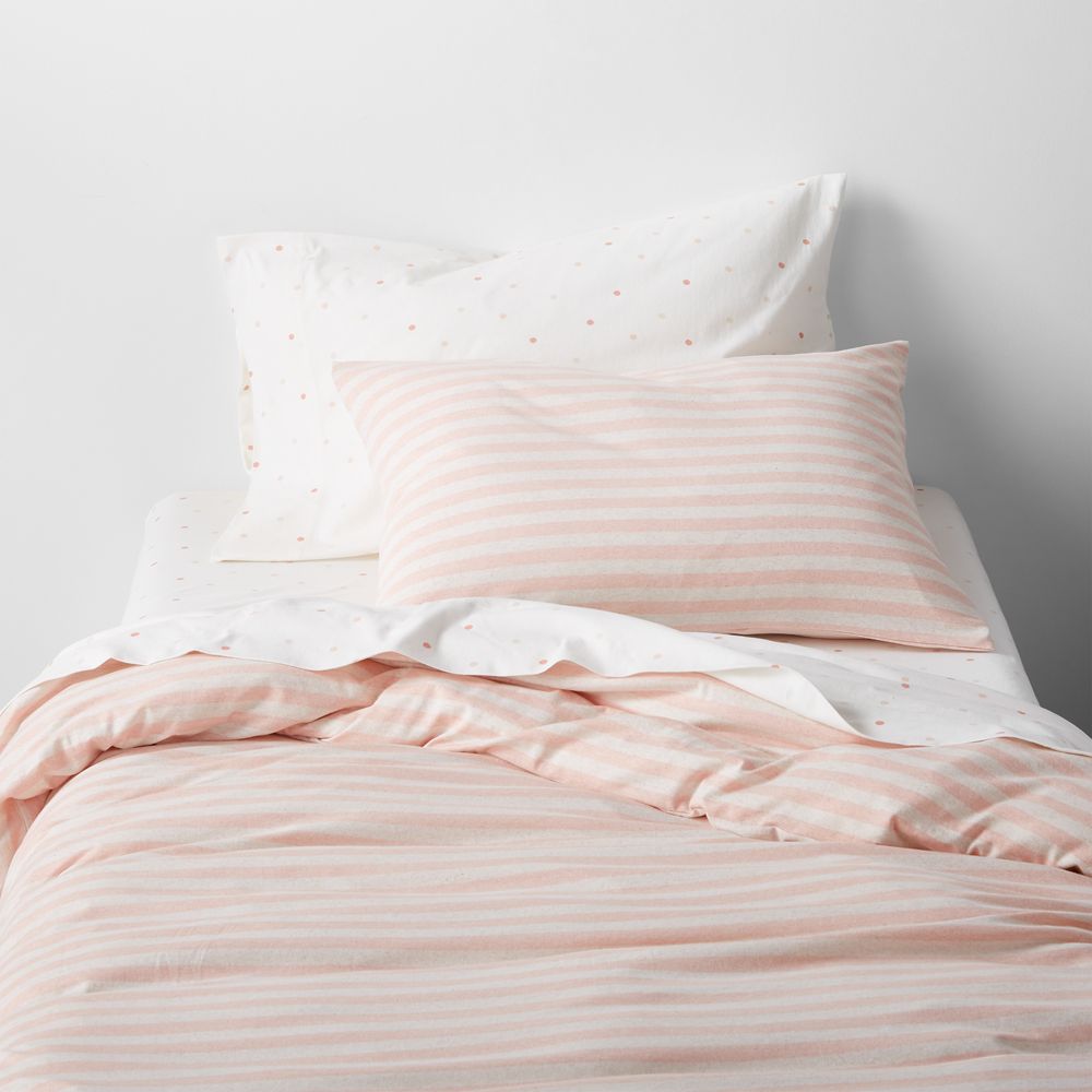 Comfy Tee Pink Stripe Organic Cotton Jersey Kids Duvet Cover