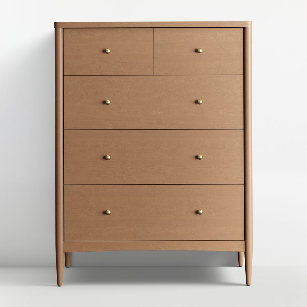Hampshire 36" Natural Brown Wood Tall 5-Drawer Kids Dresser