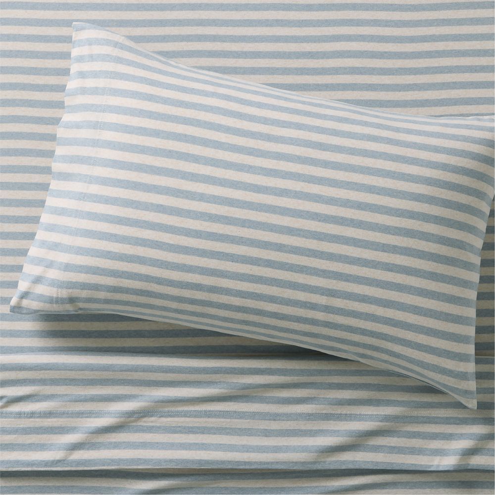Comfy Tee Sky Blue Stripe Organic Cotton Jersey Kids Sheet Set