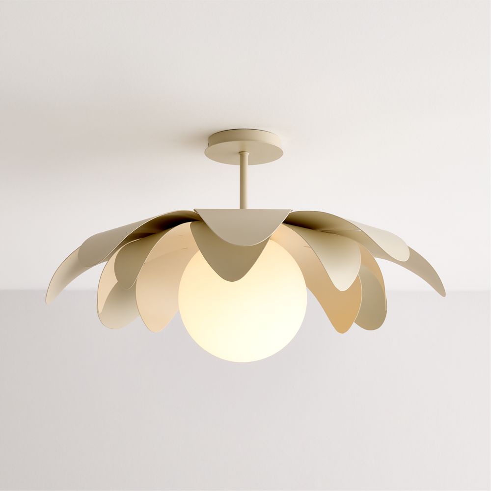 Palm Cream 24" Semi-Flush Mount Ceiling Light