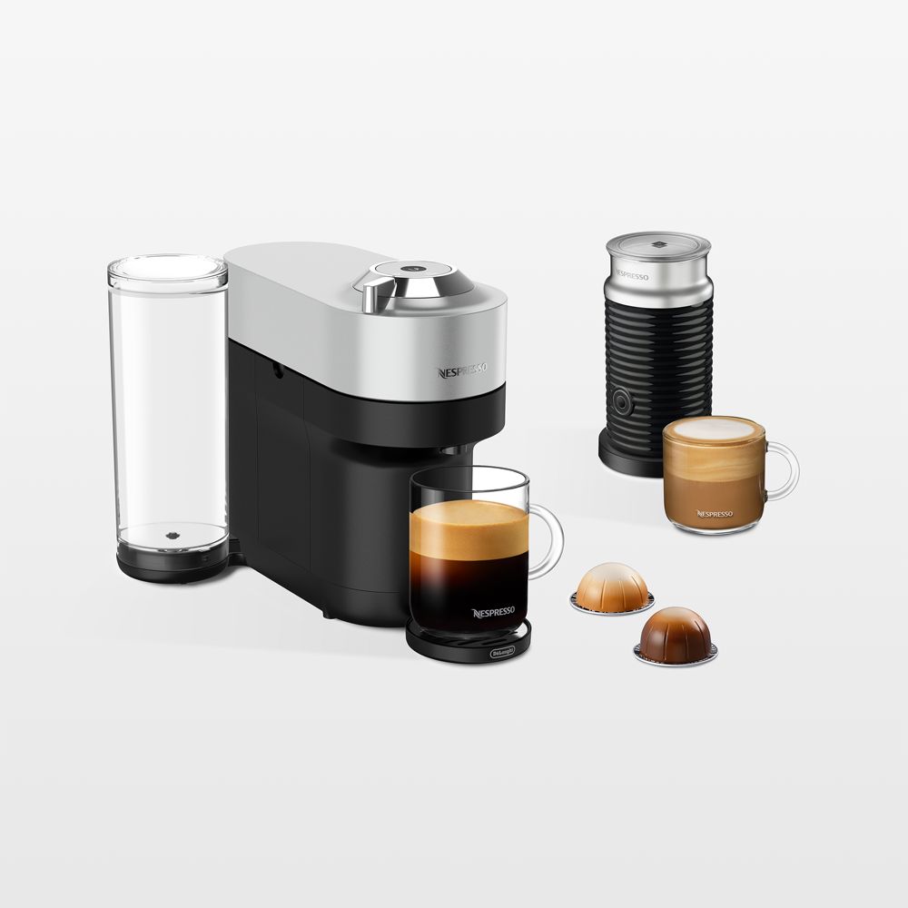 Nespresso by De'Longhi Vertuo Pop+ Deluxe Silver Espresso Machine with Aeroccino Frother